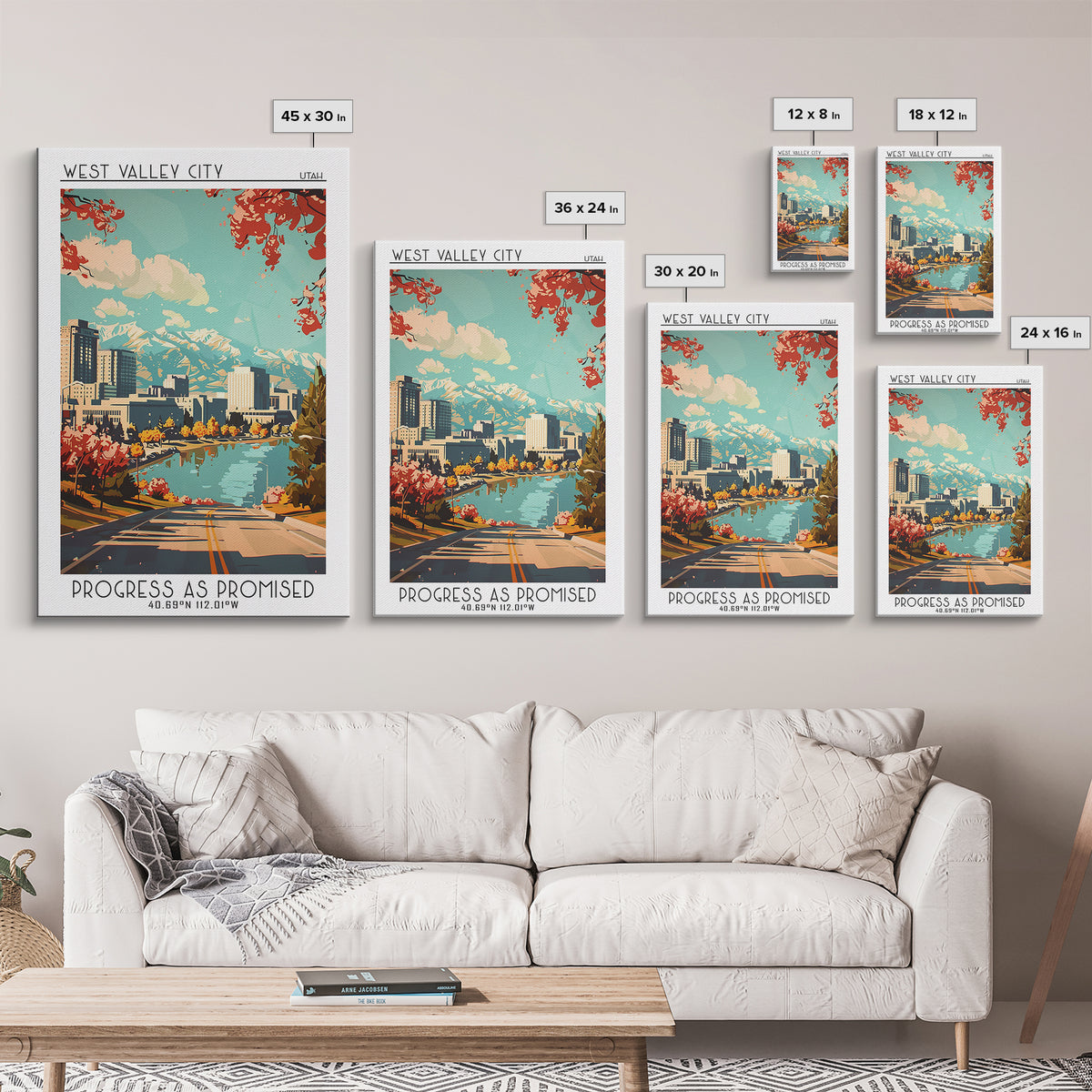 West Valley City Utah Travel Poster, Framed Canvas Print, City Travel Poster, Travel Wall Art, Home Decor, Wanderlust Gift, Wall Art
