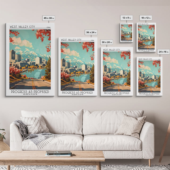 West Valley City Utah Travel Poster, Framed Canvas Print, City Travel Poster, Travel Wall Art, Home Decor, Wanderlust Gift, Wall Art