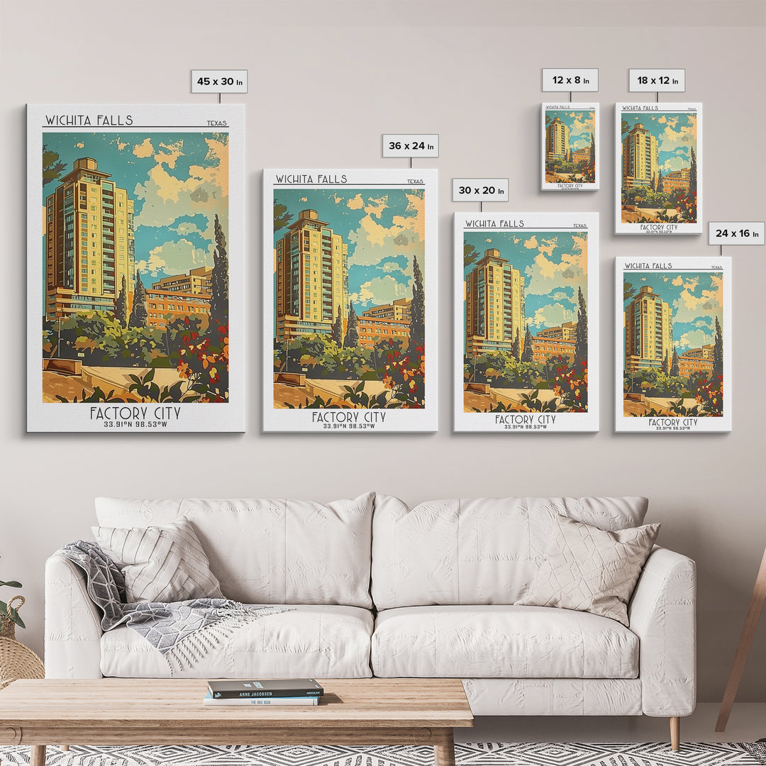 Wichita Falls Travel Poster, Framed Canvas Print, City Travel Poster, Vintage City Poster, Vintage Travel Art, Art Print, Poster Art