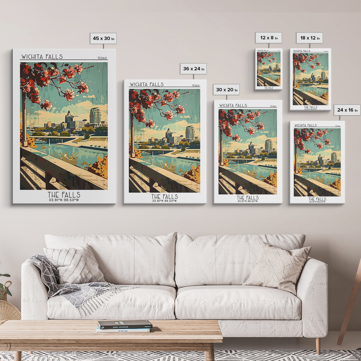 Wichita Falls Texas Travel Poster, Canvas Print, City Art Print, Travel Wall Art, City Illustration, Poster Print, Travel Wall Decor