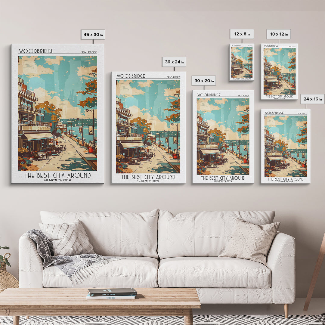 Woodbridge New Jersey Travel Poster, Canvas Print, City Travel Poster, Travel Wall Art, Retro Wall Art, Travel Print, Fine Art Print