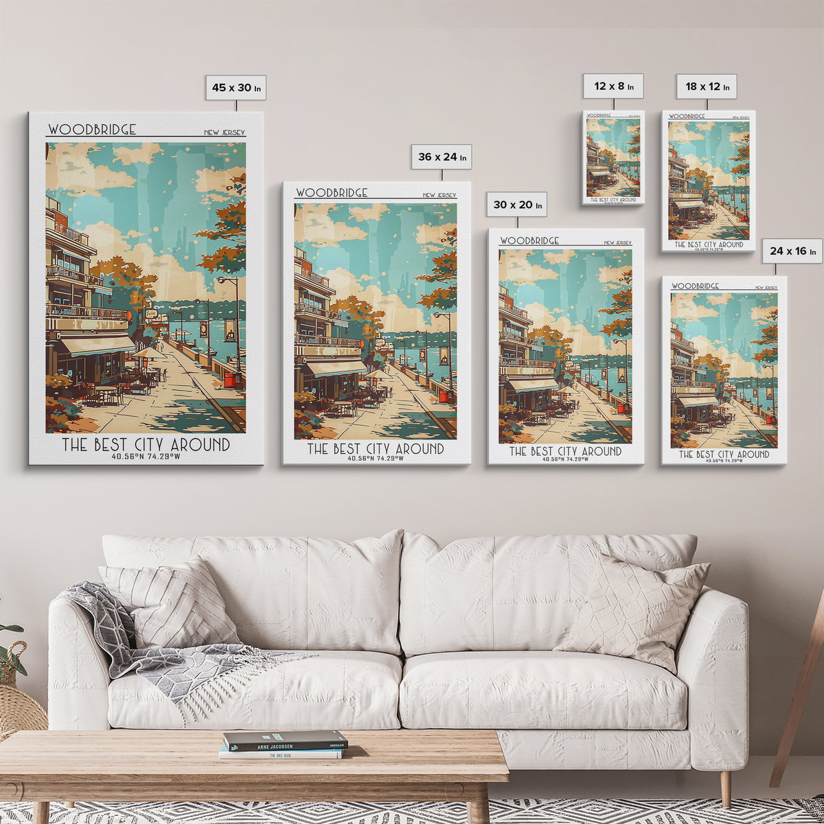 Woodbridge New Jersey Travel Poster, Canvas Print, City Travel Poster, Travel Wall Art, Retro Wall Art, Travel Print, Fine Art Print