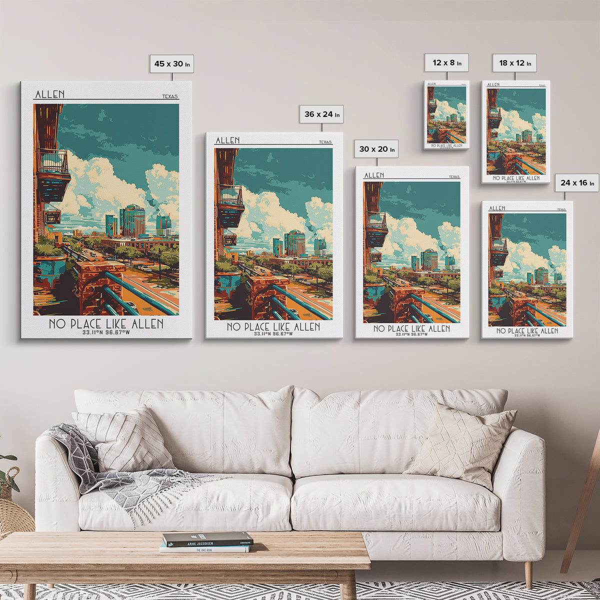 Allen Travel Poster, Canvas Print, Retro Travel Poster, City Wall Art, Art Print, Travel Wall Art, Colorful Wall Art, Travel Posters