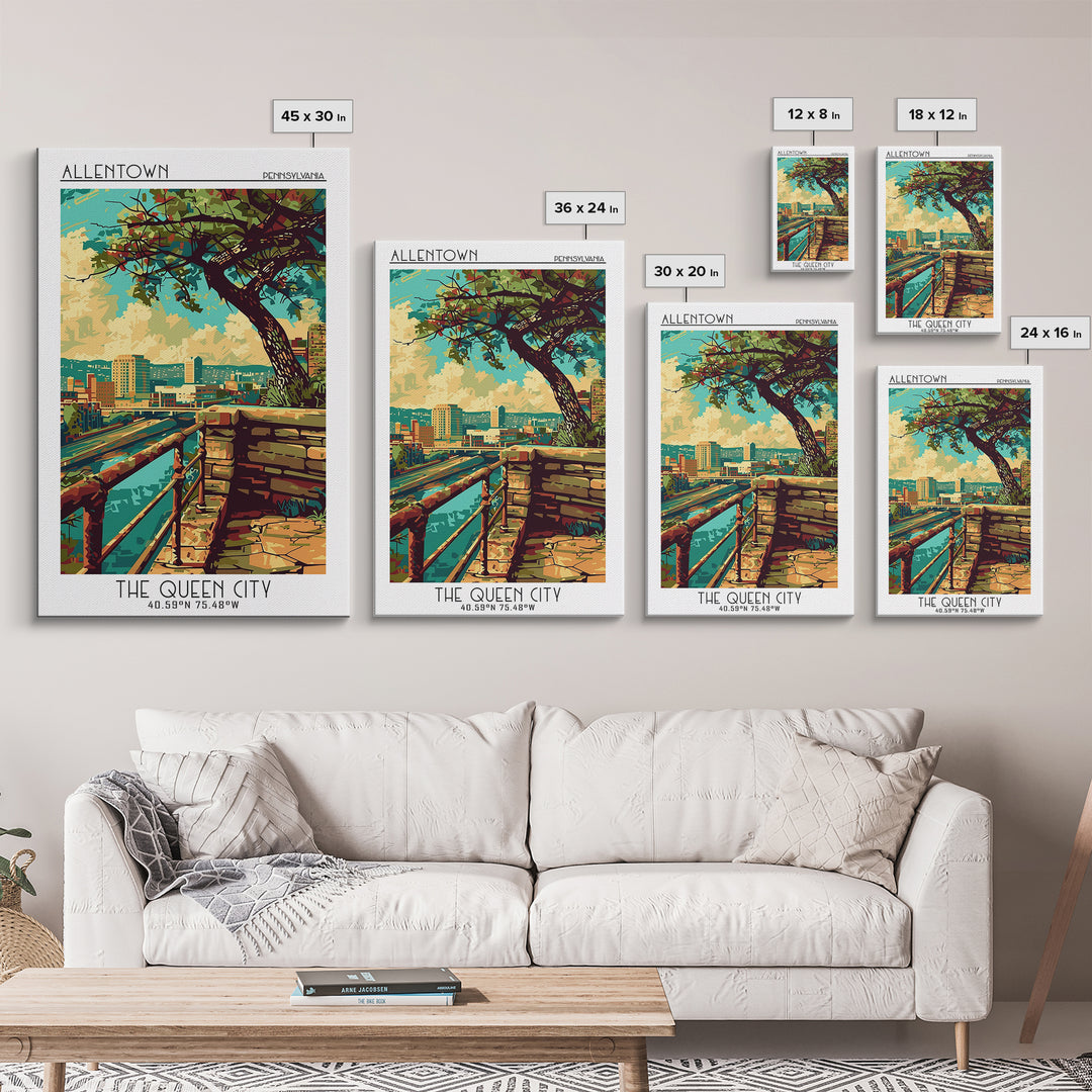 Allentown Travel Poster, Canvas Print, Retro Travel Poster, City Wall Art, Living Room Wall Art, Retro Travel Print, Vintage Posters
