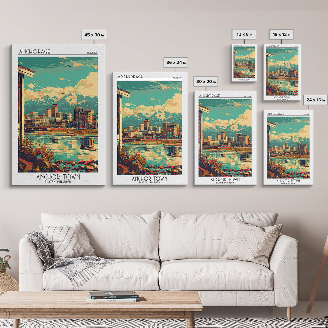 Anchorage Travel Poster, Framed Canvas Print, City Travel Poster, Vintage City Poster, Retro Travel Print, Art Print, City Art Print
