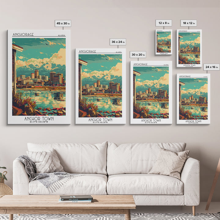 Anchorage Travel Poster, Framed Canvas Print, City Travel Poster, Vintage City Poster, Retro Travel Print, Art Print, City Art Print
