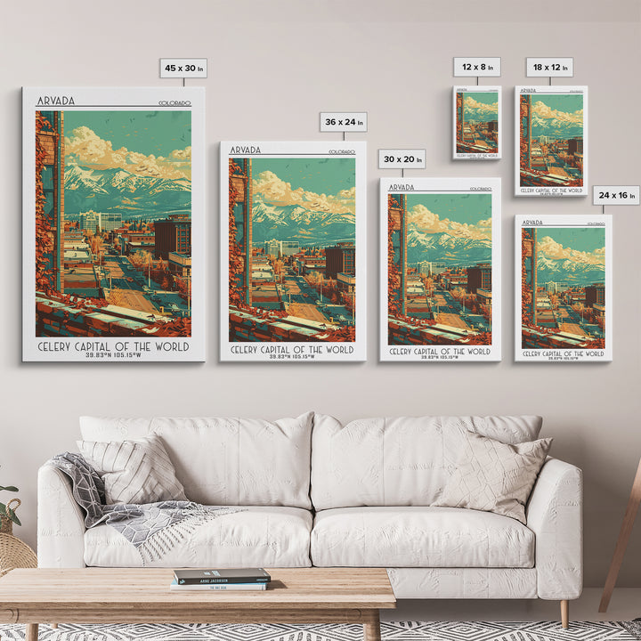 Arvada Travel Poster, Framed Canvas Print, Vintage Travel Print, City Wall Art, Travel Posters, Retro Travel Poster, Wanderlust Gift