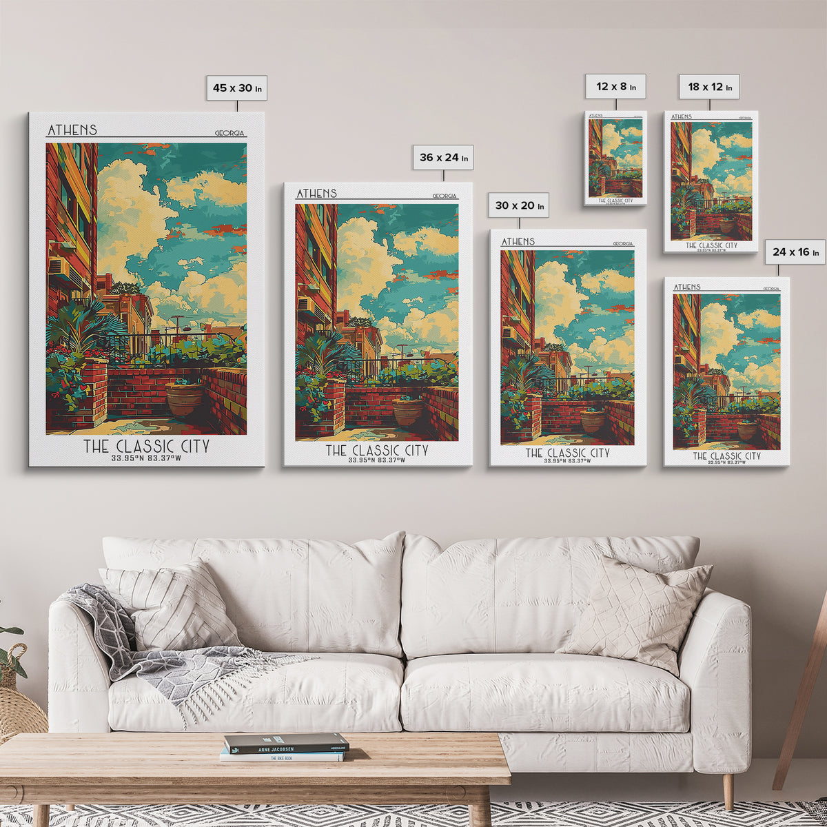 Athens Travel Poster, Framed Canvas Print, City Travel Poster, Travel Wall Decor, Gallery Wall Set, Travel Prints, Modern Wall Decor