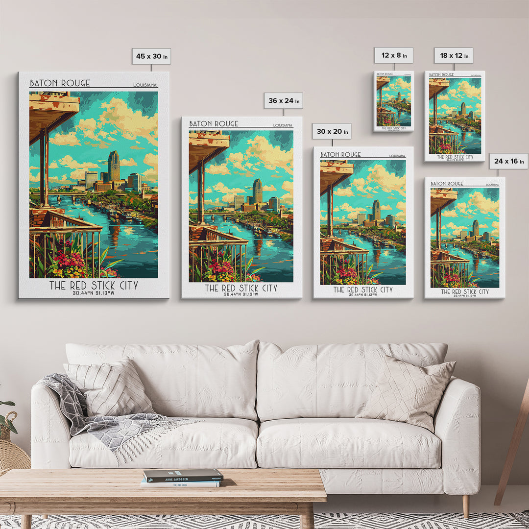 Baton Rouge Travel Poster, Framed Canvas Print, City Art Print, Travel Wall Art, Travel Prints, City Illustration, Travel Wall Decor