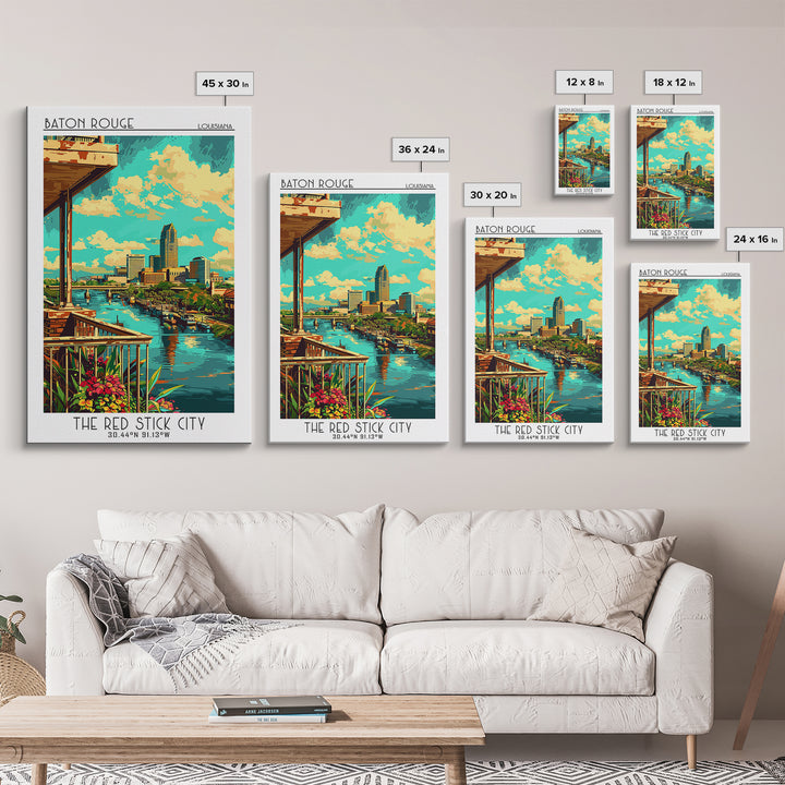 Baton Rouge Travel Poster, Framed Canvas Print, City Art Print, Travel Wall Art, Travel Prints, City Illustration, Travel Wall Decor