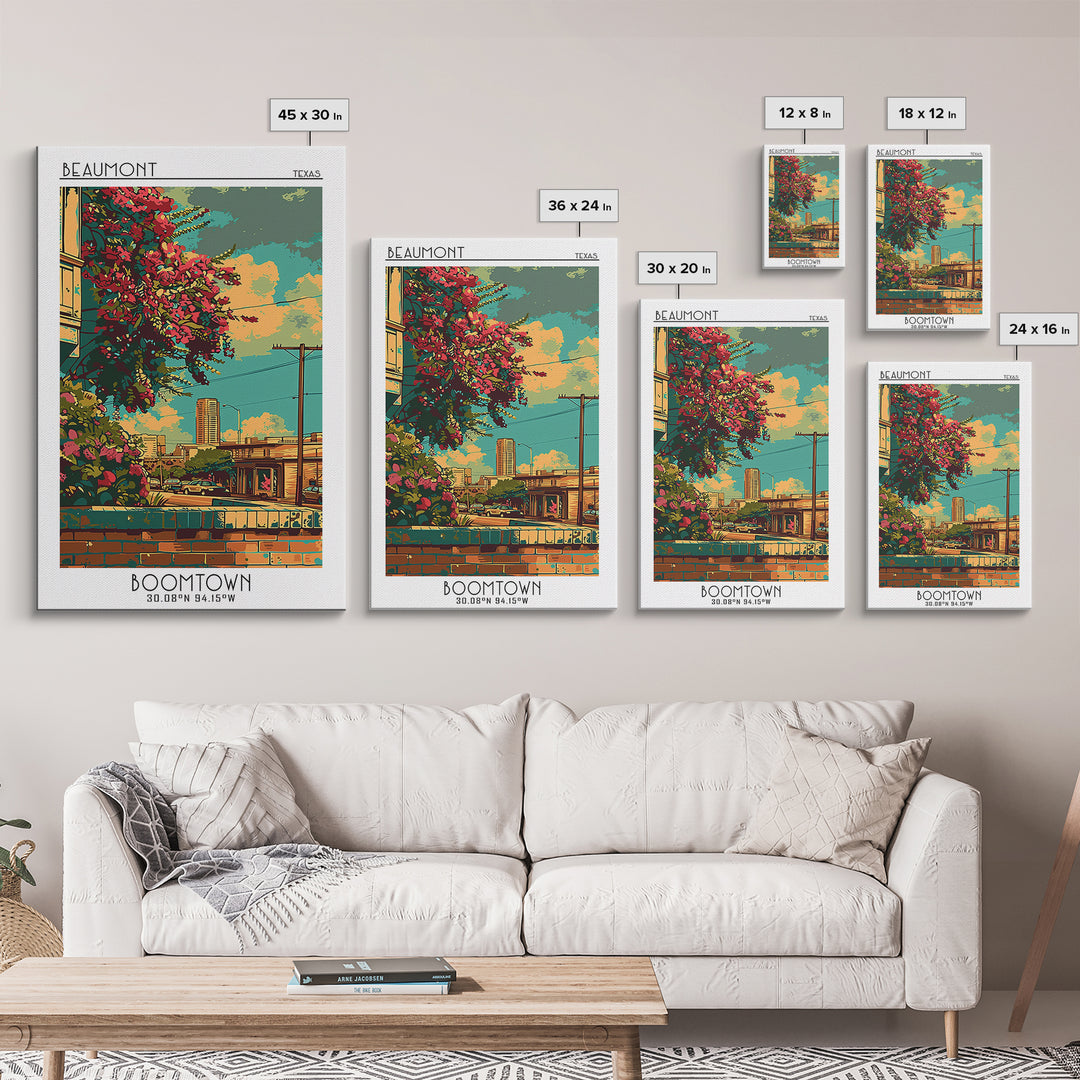 Beaumont Travel Poster, Canvas Print, City Travel Poster, Travel Wall Decor, Travel Art Print, Watercolor Cityscape, Travel Wall Art