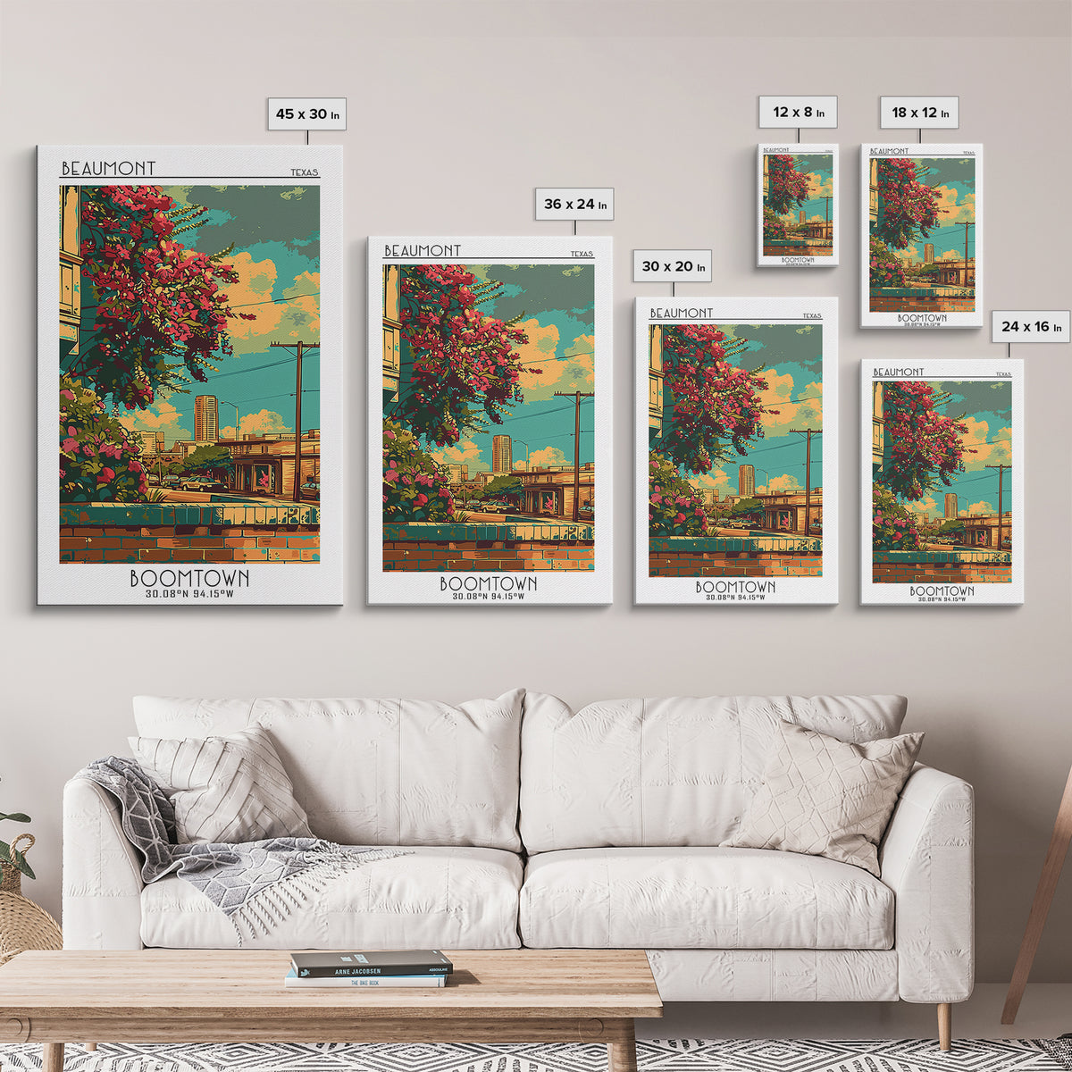 Beaumont Travel Poster, Canvas Print, City Travel Poster, Travel Wall Decor, Travel Art Print, Watercolor Cityscape, Travel Wall Art