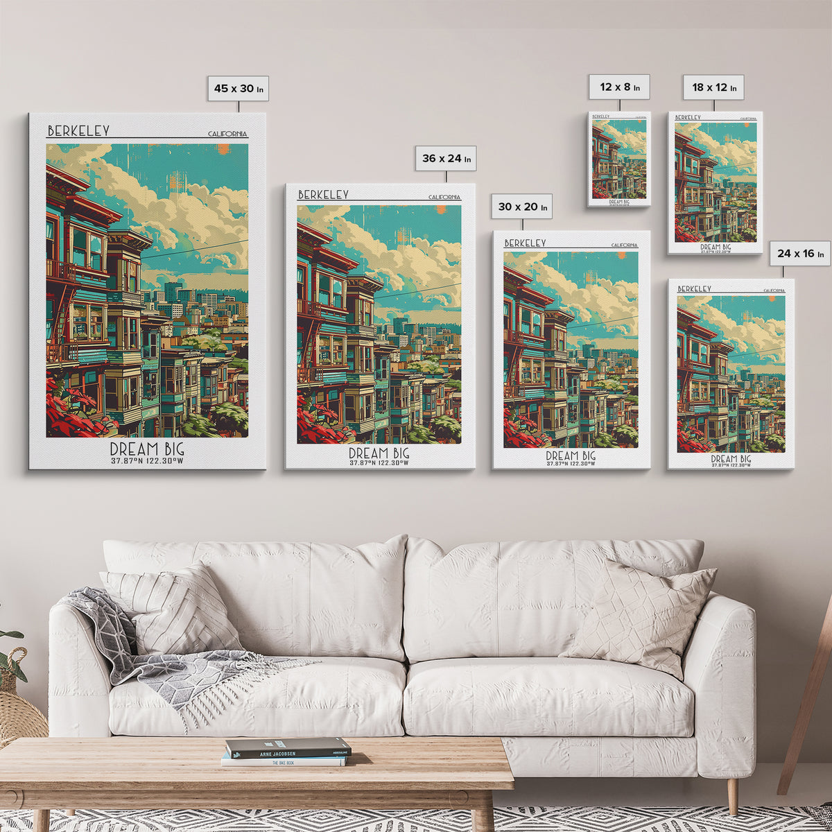 Berkeley Travel Poster, Framed Canvas Print, City Travel Poster, Travel Wall Art, Travel Print, Travel Wall Decor, City Illustration
