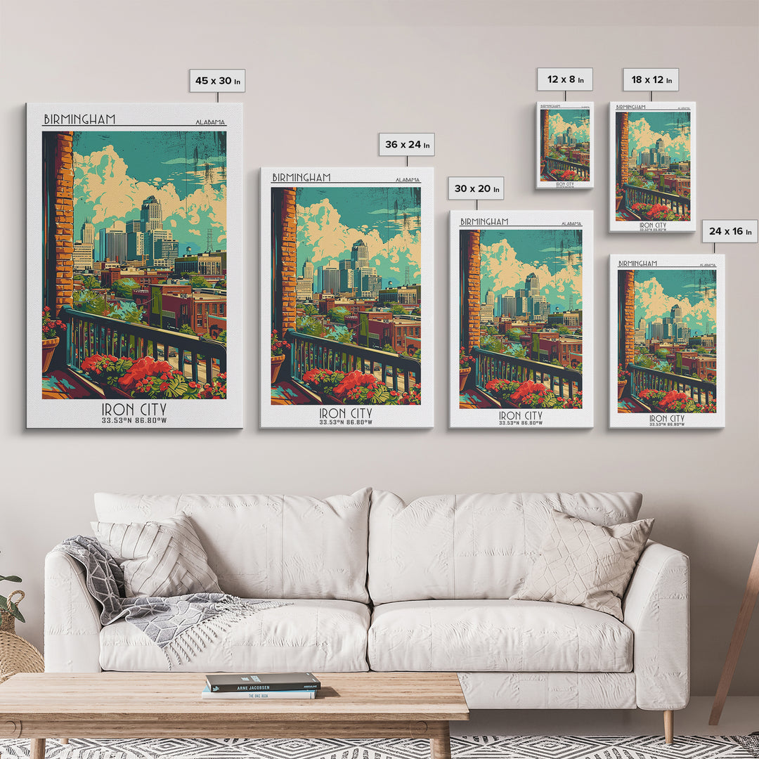 Birmingham Travel Poster, Canvas Print, City Art Print, Travel Wall Art, Art Print, Wanderlust Gift, Home Office Decor, Travel Print