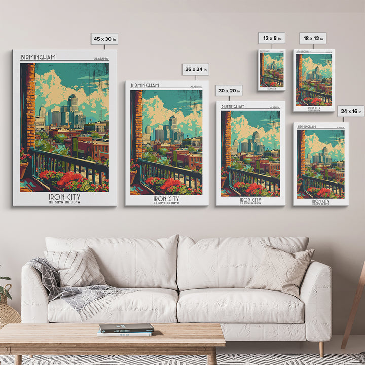 Birmingham Travel Poster, Canvas Print, City Art Print, Travel Wall Art, Art Print, Wanderlust Gift, Home Office Decor, Travel Print