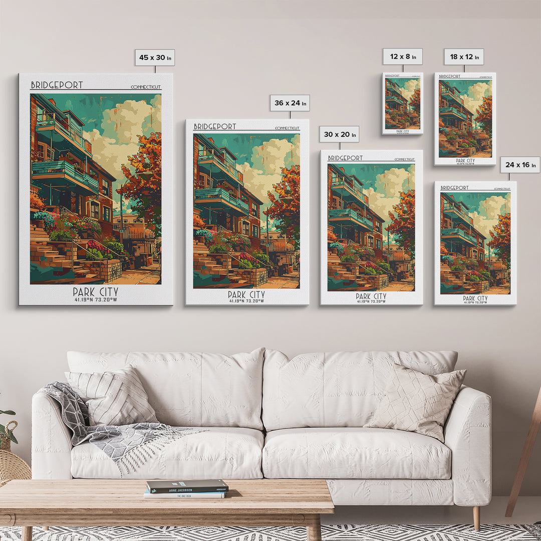 Bridgeport Travel Poster, Canvas Print, Travel Wall Art, City Wall Art, Poster Art, Wall Art, Retro Travel Poster, Modern Wall Decor