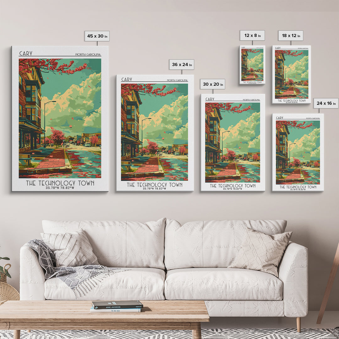 Cary Travel Poster, Canvas Print, City Travel Poster, Travel Wall Art, Travel Prints, Home Office Decor, Gallery Wall Set, Art Print
