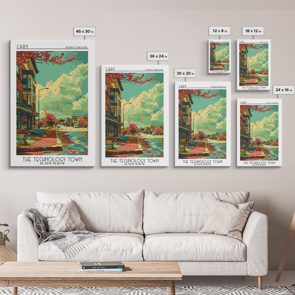 Cary Travel Poster, Canvas Print, City Travel Poster, Travel Wall Art, Travel Prints, Home Office Decor, Gallery Wall Set, Art Print