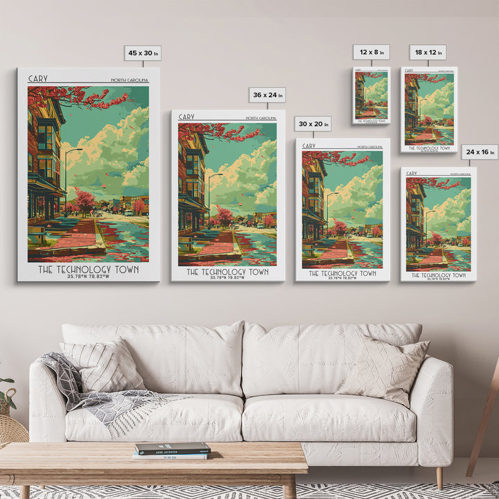 Cary Travel Poster, Canvas Print, City Travel Poster, Travel Wall Art, Travel Prints, Home Office Decor, Gallery Wall Set, Art Print