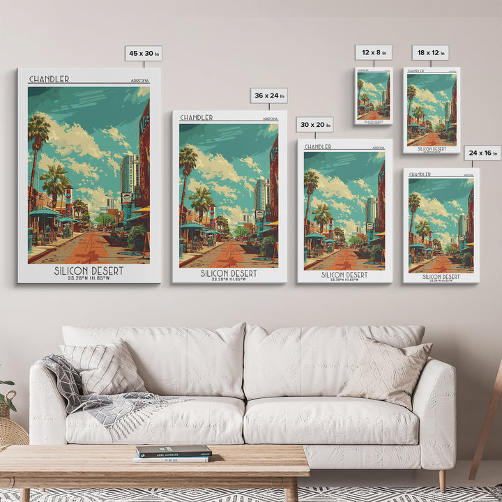 Chandler Travel Poster, Framed Canvas Print, City Art Print, Travel Wall Art, Mid Century Wall Art, Minimalist Poster, Landscape Art