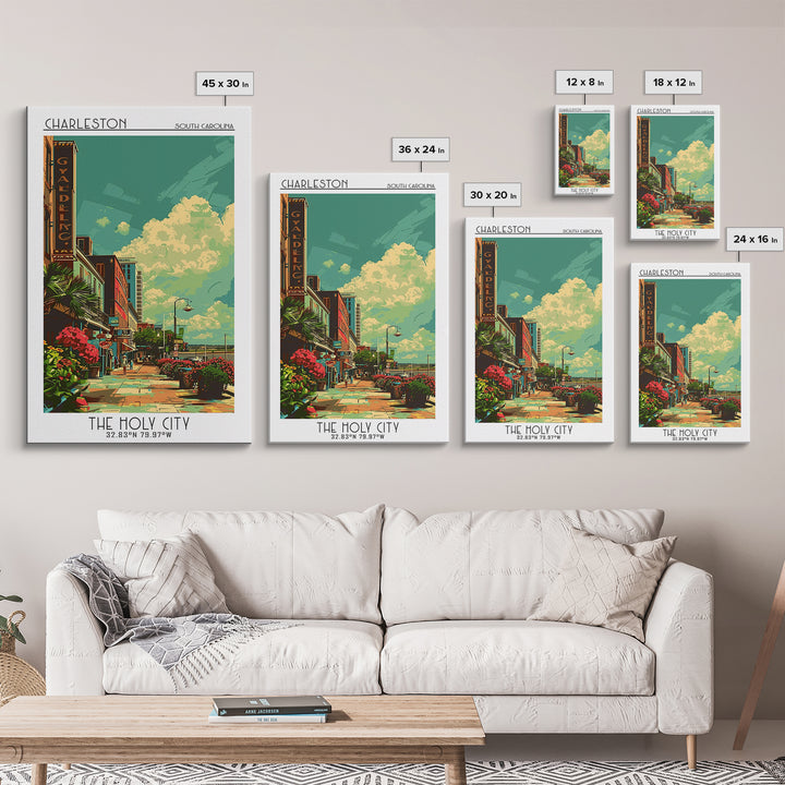 Charleston Travel Poster, Canvas Print, Retro Travel Poster, City Wall Art, Minimalist Poster, Home Office Decor, Retro Travel Print