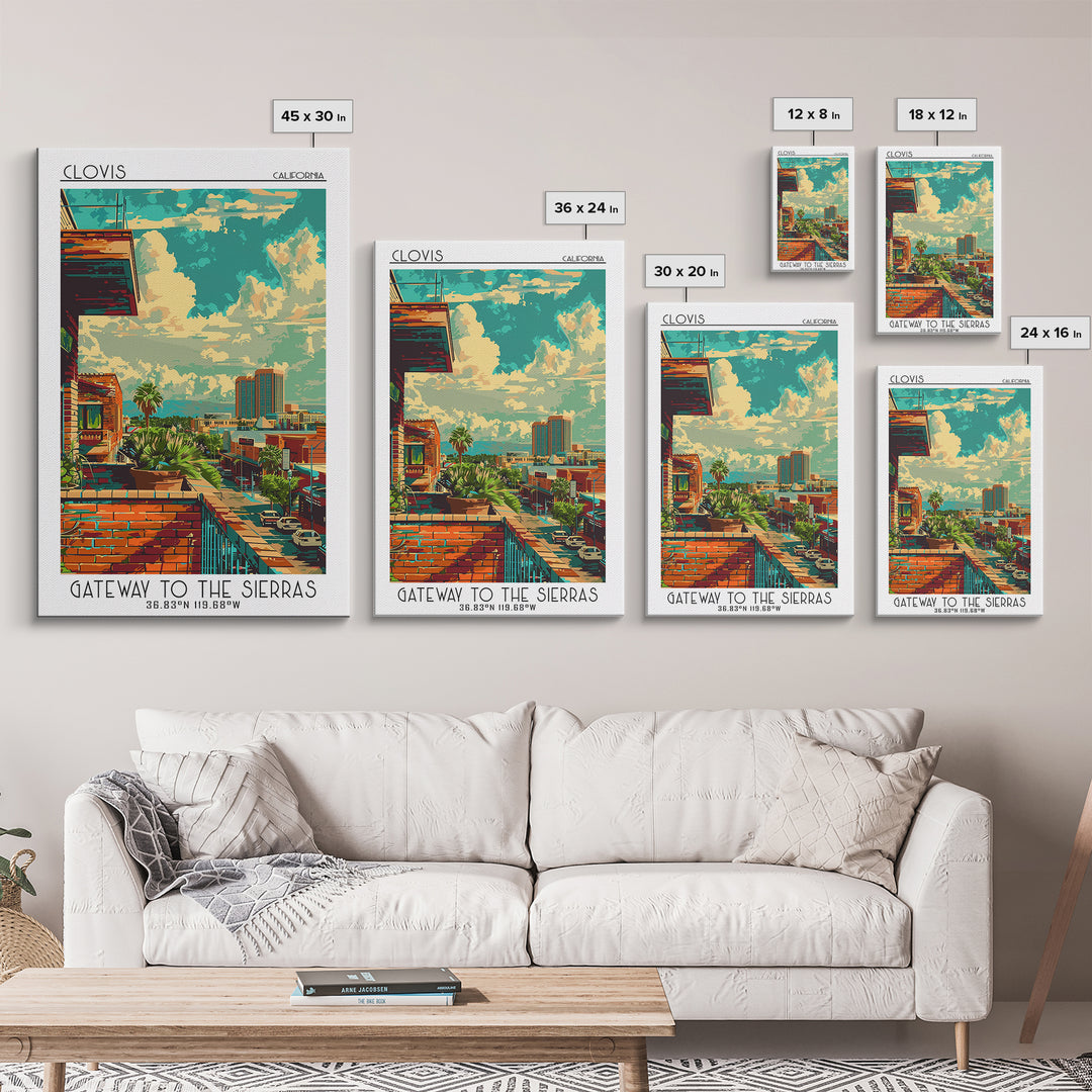 Clovis Travel Poster, Framed Canvas Print, City Art Print, Travel Wall Art, Wanderlust Gift, Poster Art, Landscape Art, Poster Print