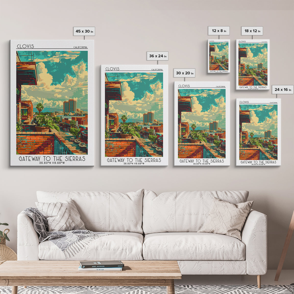 Clovis Travel Poster, Framed Canvas Print, City Art Print, Travel Wall Art, Wanderlust Gift, Poster Art, Landscape Art, Poster Print