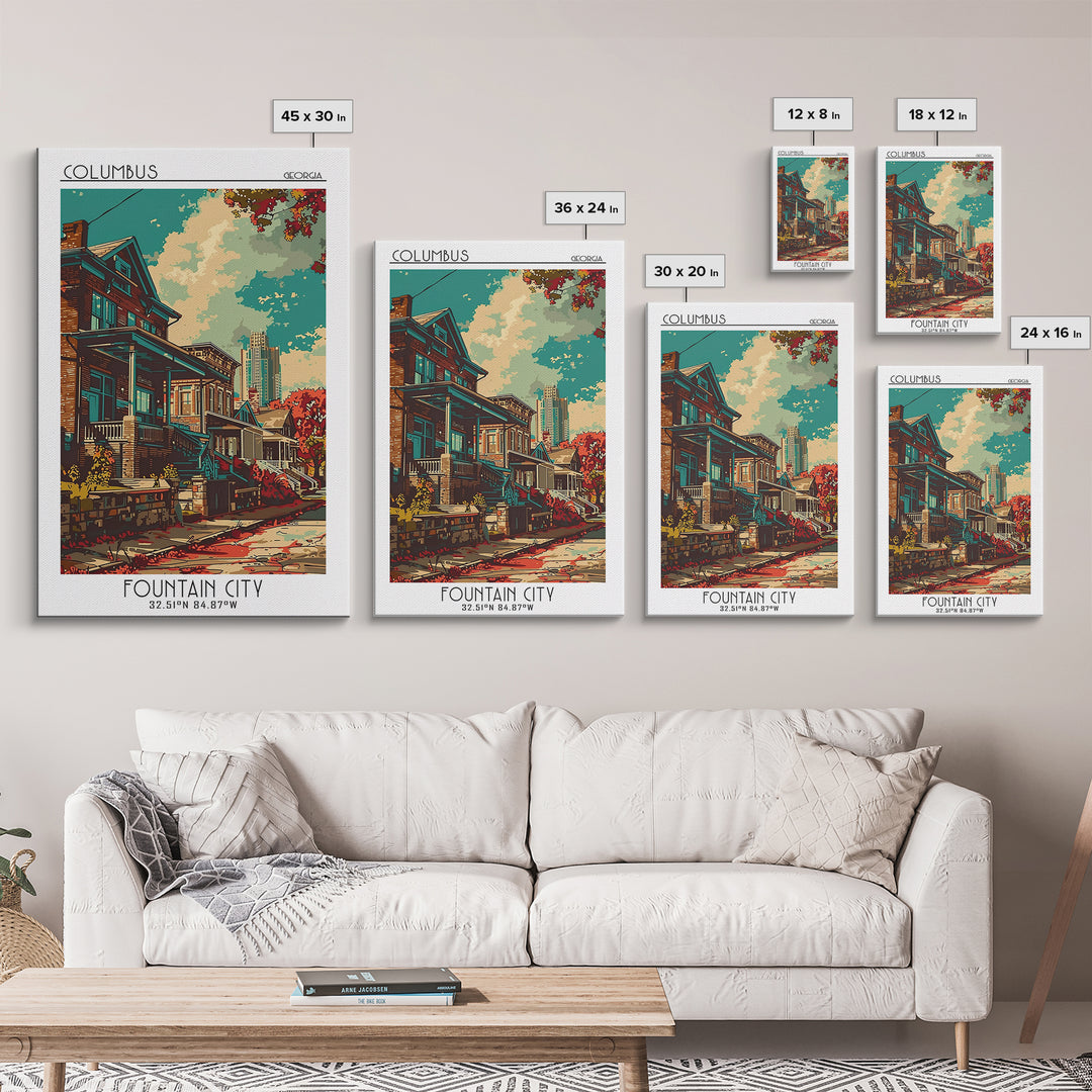 Columbus Travel Poster, Framed Canvas Print, City Travel Poster, Travel Wall Art, Vintage Travel Print, Poster Print, Fine Art Print