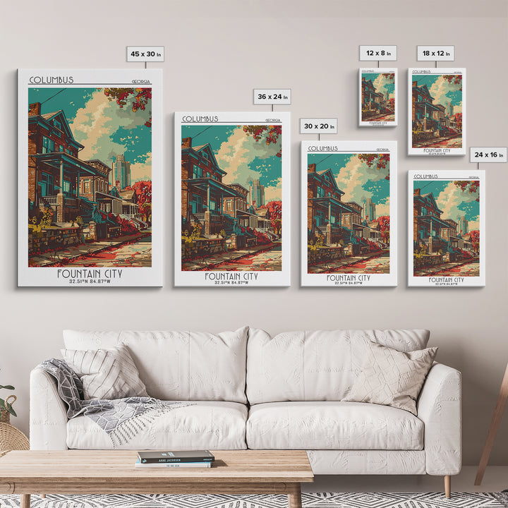Columbus Travel Poster, Framed Canvas Print, City Travel Poster, Travel Wall Art, Vintage Travel Print, Poster Print, Fine Art Print
