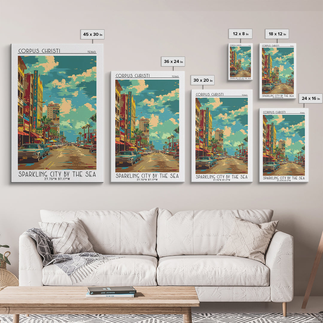 Corpus Christi Travel Poster, Canvas Print, City Art Print, Travel Wall Art, Home Office Decor, Minimalist Poster, City Illustration