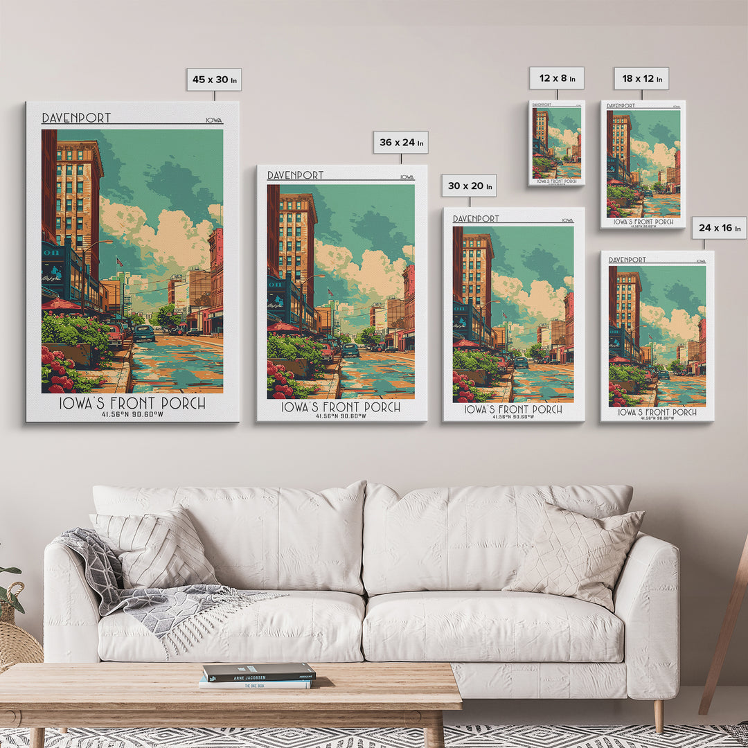 Davenport Travel Poster, Framed Canvas Print, Poster Print, Travel Wall Art, Retro Travel Print, Retro Travel Poster, Fine Art Print