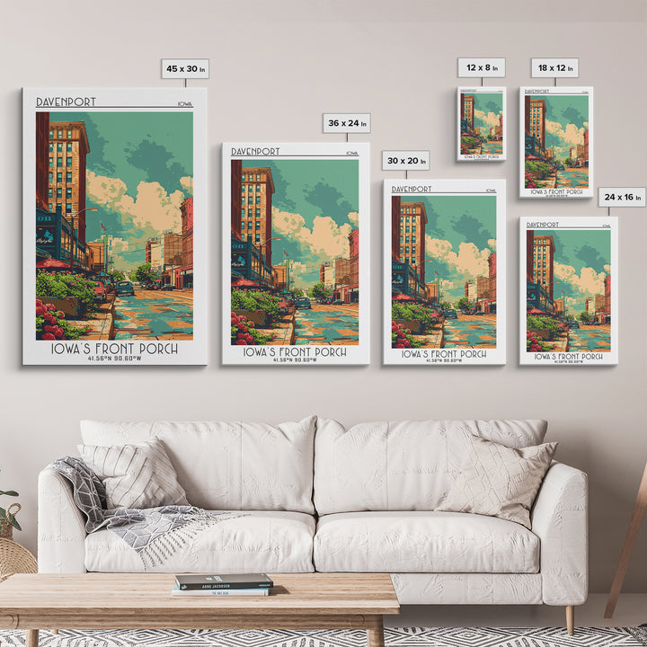 Davenport Travel Poster, Framed Canvas Print, Poster Print, Travel Wall Art, Retro Travel Print, Retro Travel Poster, Fine Art Print