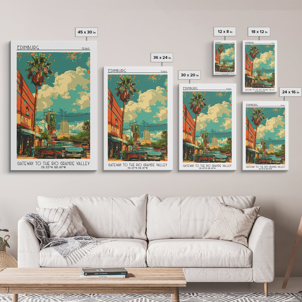 Edinburg Travel Poster, Framed Canvas Print, Retro Travel Poster, City Wall Art, Mid Century Wall Art, Home Decor, Modern Wall Decor