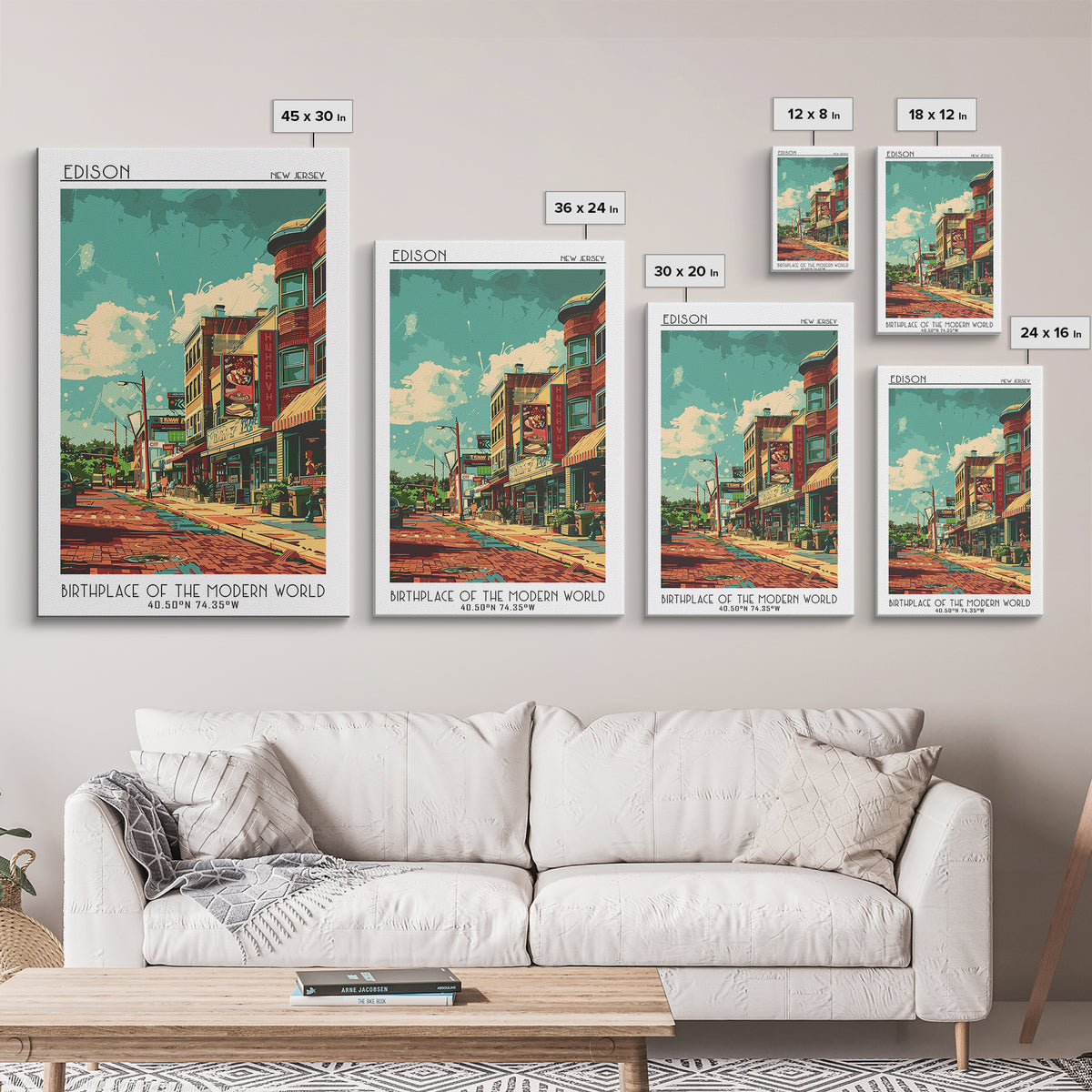 Edison Travel Poster, Canvas Print, Travel Wall Art, City Wall Art, Home Decor, Travel Wall Decor, Fine Art Print, City Illustration