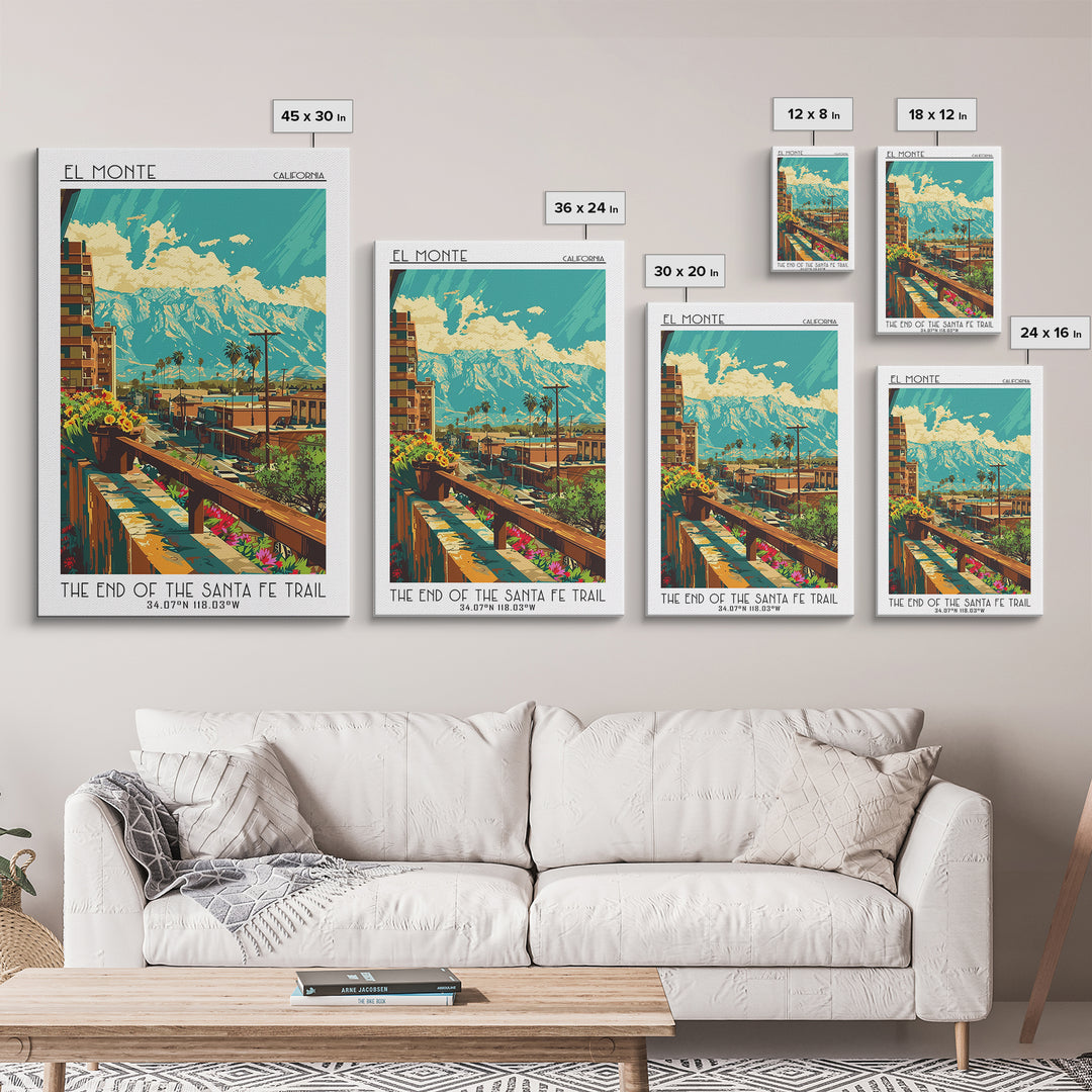 El Monte Travel Poster, Canvas Print, City Art Print, Travel Wall Art, Wall Art, Travel Prints, Gallery Wall Set, Retro Travel Print