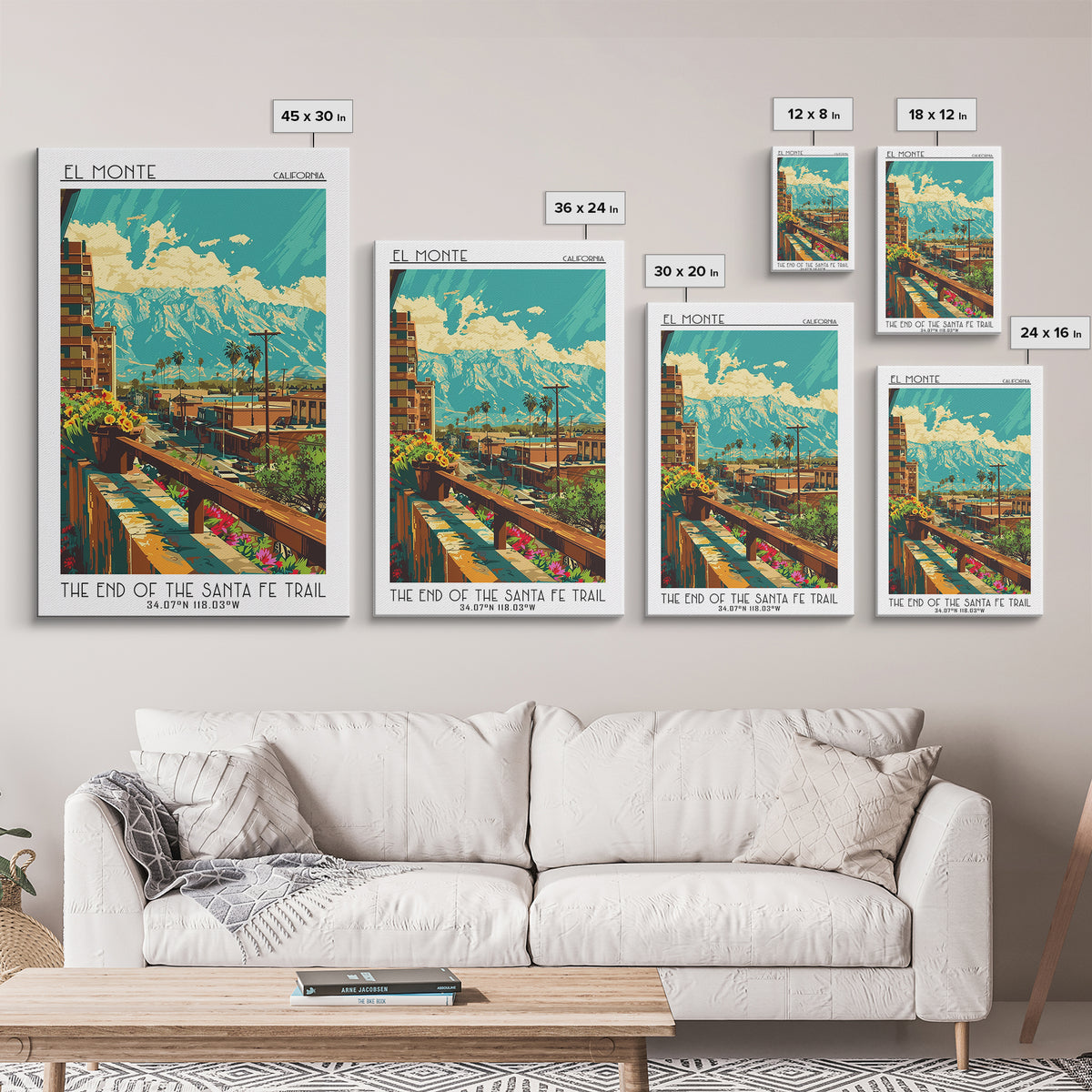 El Monte Travel Poster, Canvas Print, City Art Print, Travel Wall Art, Wall Art, Travel Prints, Gallery Wall Set, Retro Travel Print