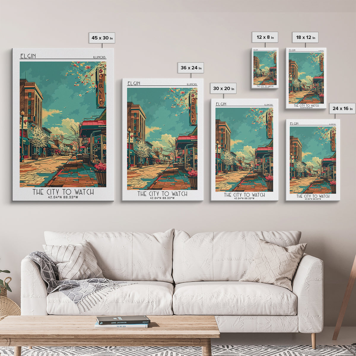 Elgin Travel Poster, Canvas Print, City Travel Poster, Travel Wall Art, Colorful Wall Art, Gallery Wall Set, Art Print, Travel Print