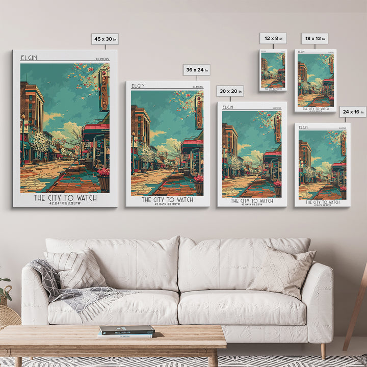 Elgin Travel Poster, Canvas Print, City Travel Poster, Travel Wall Art, Colorful Wall Art, Gallery Wall Set, Art Print, Travel Print