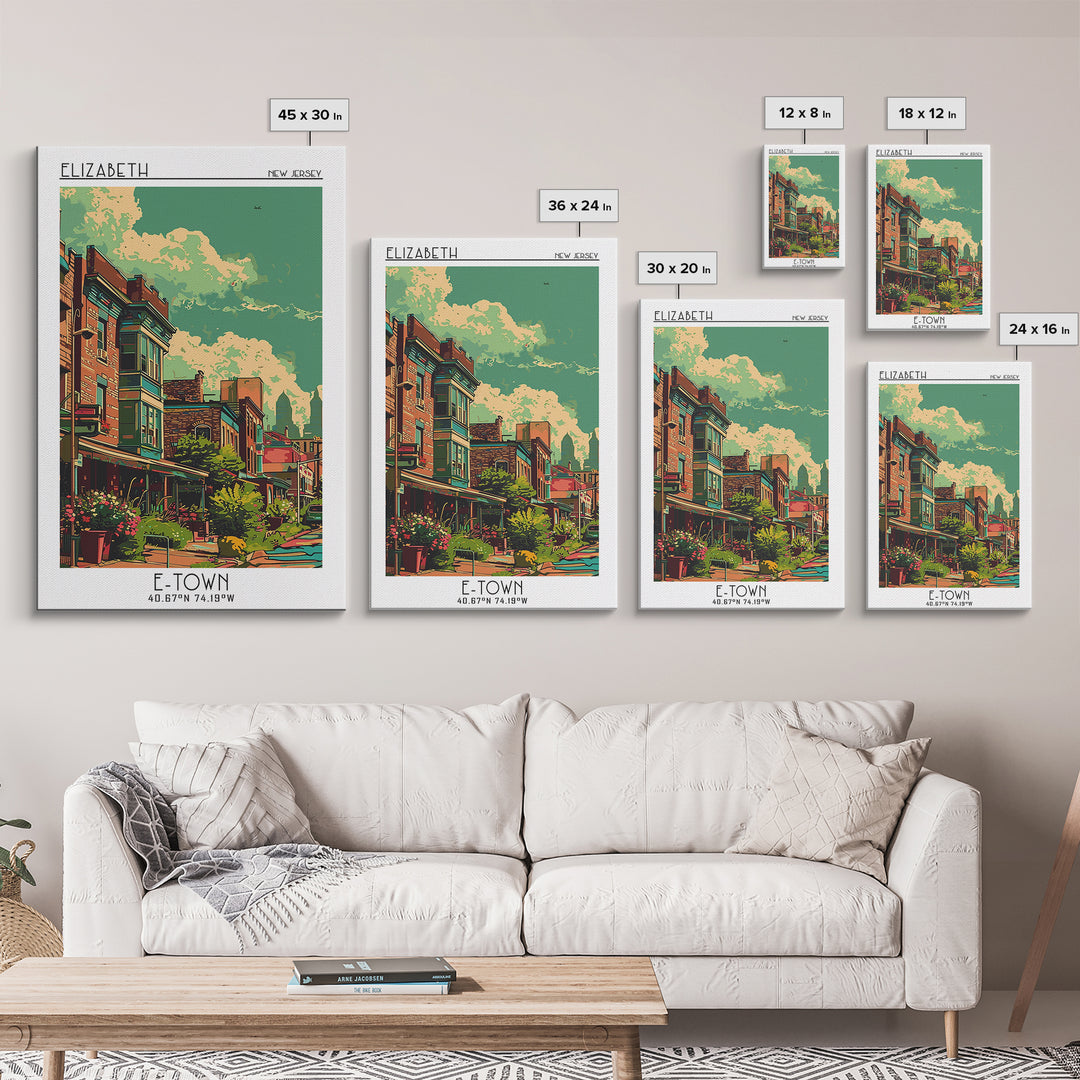 Elizabeth Travel Poster, Framed Canvas Print, Travel Art Print, Modern Wall Decor, Poster Art, City Travel Poster, Colorful Wall Art