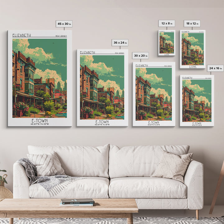 Elizabeth Travel Poster, Framed Canvas Print, Travel Art Print, Modern Wall Decor, Poster Art, City Travel Poster, Colorful Wall Art
