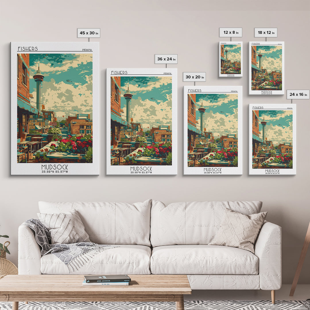 Fishers Travel Poster, Framed Canvas Print, Travel Art Print, Modern Wall Decor, City Wall Art, Poster Art, Poster Print, Home Decor