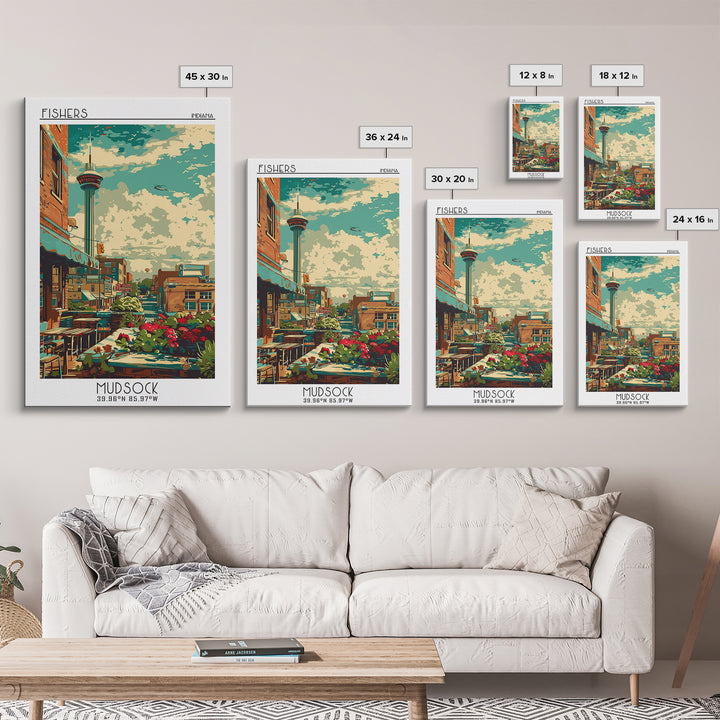 Fishers Travel Poster, Framed Canvas Print, Travel Art Print, Modern Wall Decor, City Wall Art, Poster Art, Poster Print, Home Decor