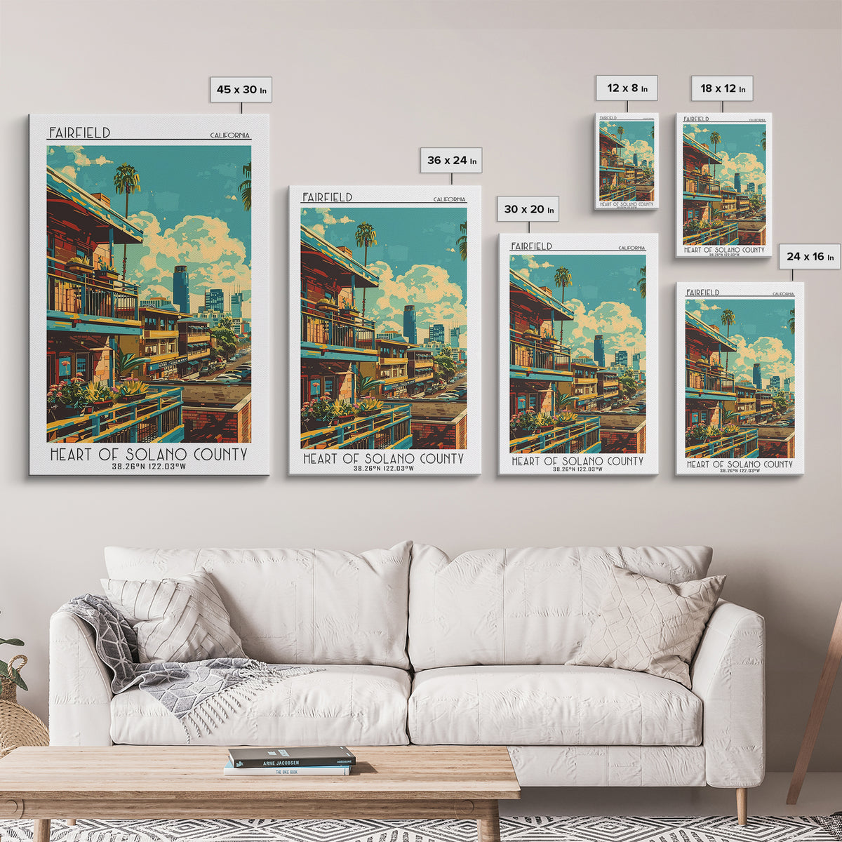 Fairfield Travel Poster, Canvas Print, Retro Travel Poster, City Wall Art, Vintage Travel, Wall Art, Fine Art Print, Vintage Posters
