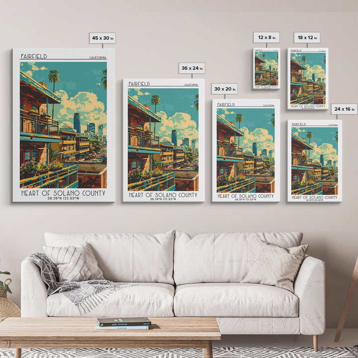 Fairfield Travel Poster, Canvas Print, Retro Travel Poster, City Wall Art, Vintage Travel, Wall Art, Fine Art Print, Vintage Posters