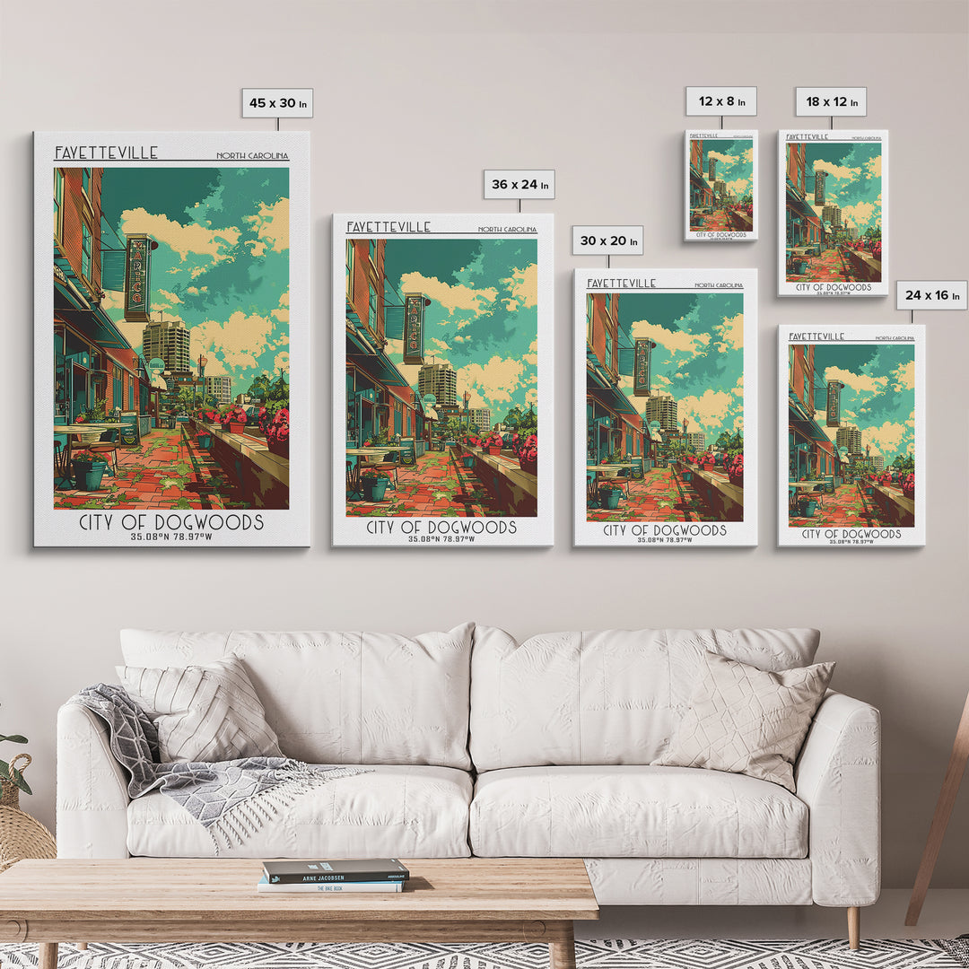 Fayetteville Travel Poster, Framed Canvas Print, Poster Print, Travel Wall Art, Minimalist Poster, City Art Print, City Illustration