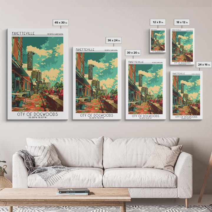 Fayetteville Travel Poster, Framed Canvas Print, Poster Print, Travel Wall Art, Minimalist Poster, City Art Print, City Illustration