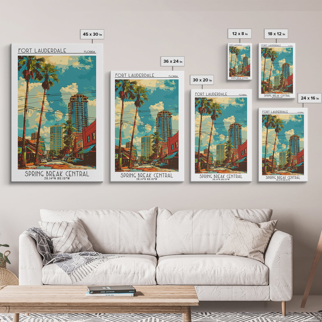 Fort Lauderdale Travel Poster, Canvas Print, City Travel Poster, Travel Wall Art, Wanderlust Gift, Retro Wall Art, Minimalist Poster