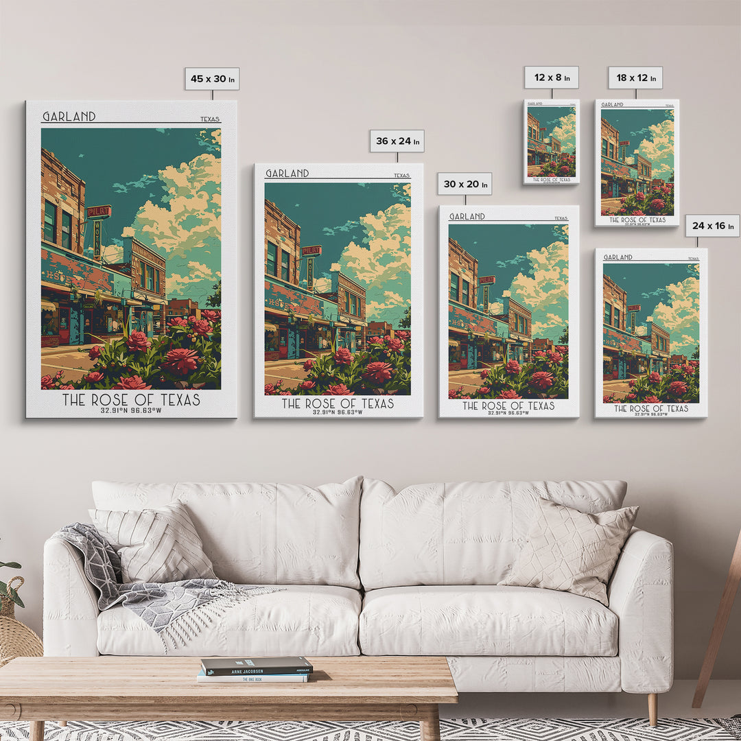 Garland Travel Poster, Canvas Print, Retro Travel Poster, City Wall Art, Travel Wall Decor, Retro Travel Print, Living Room Wall Art