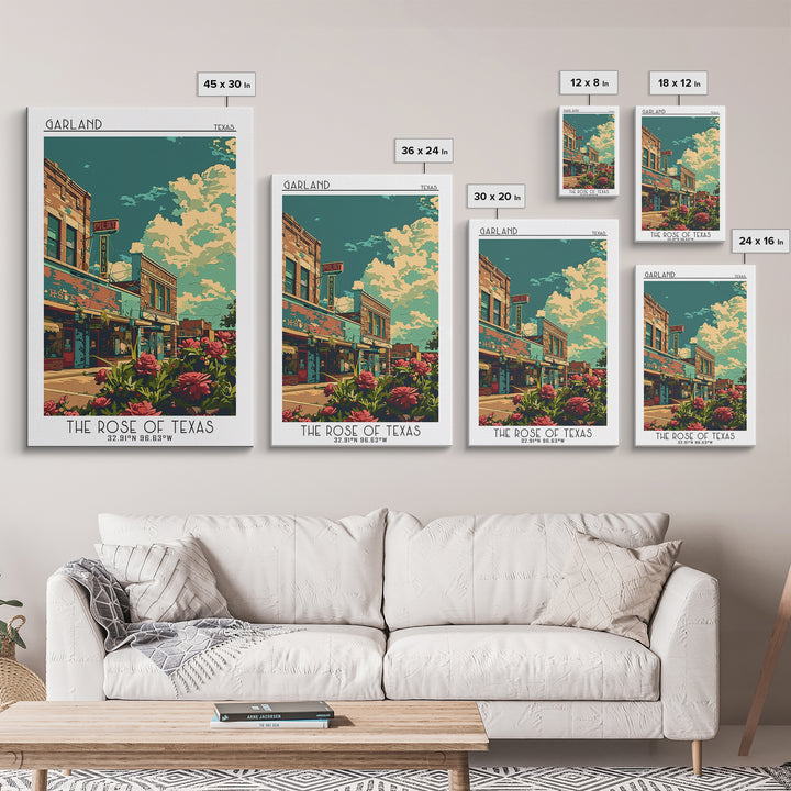 Garland Travel Poster, Canvas Print, Retro Travel Poster, City Wall Art, Travel Wall Decor, Retro Travel Print, Living Room Wall Art
