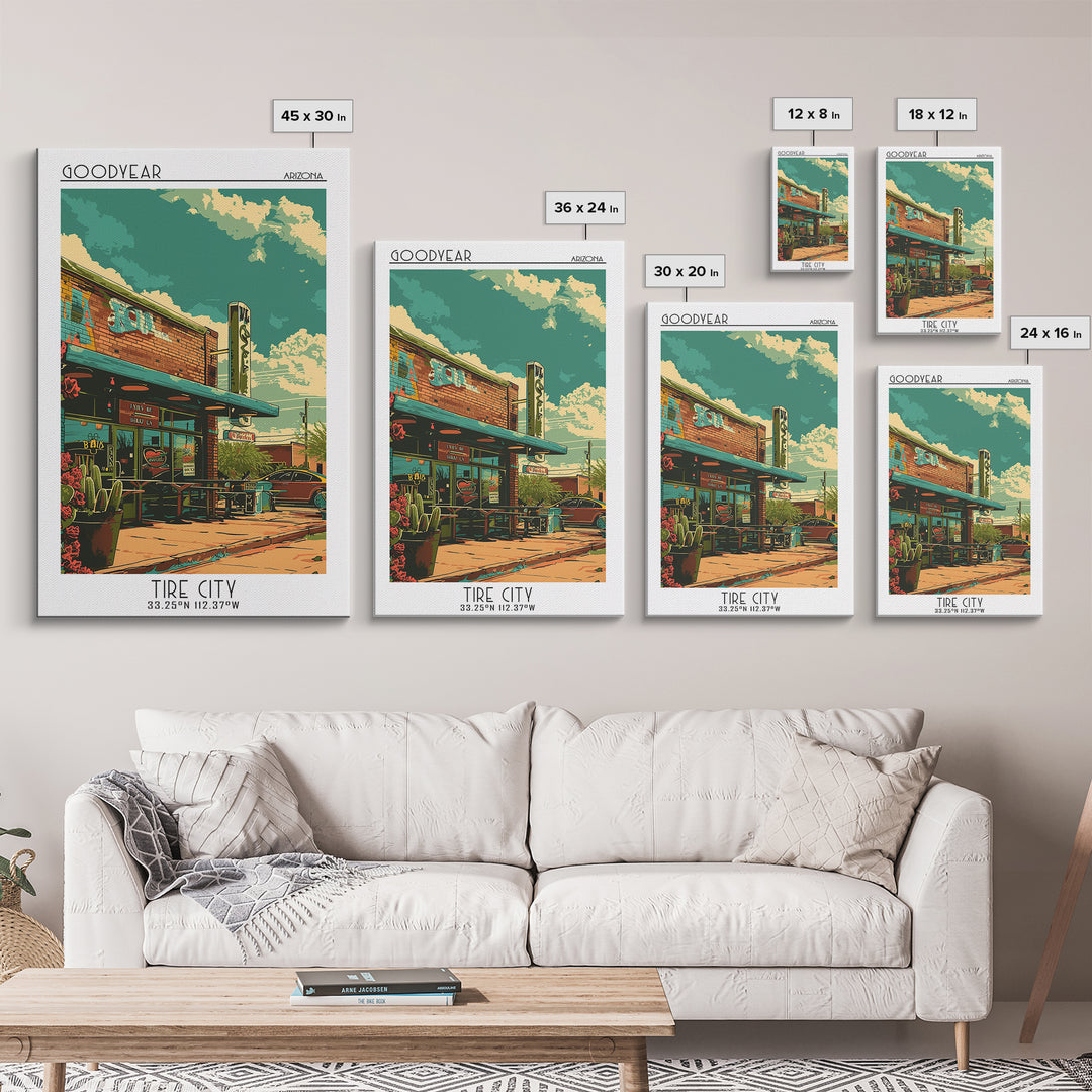 Goodyear Travel Poster, Canvas Print, City Travel Poster, Vintage City Poster, Living Room Wall Art, Travel Wall Art, City Art Print